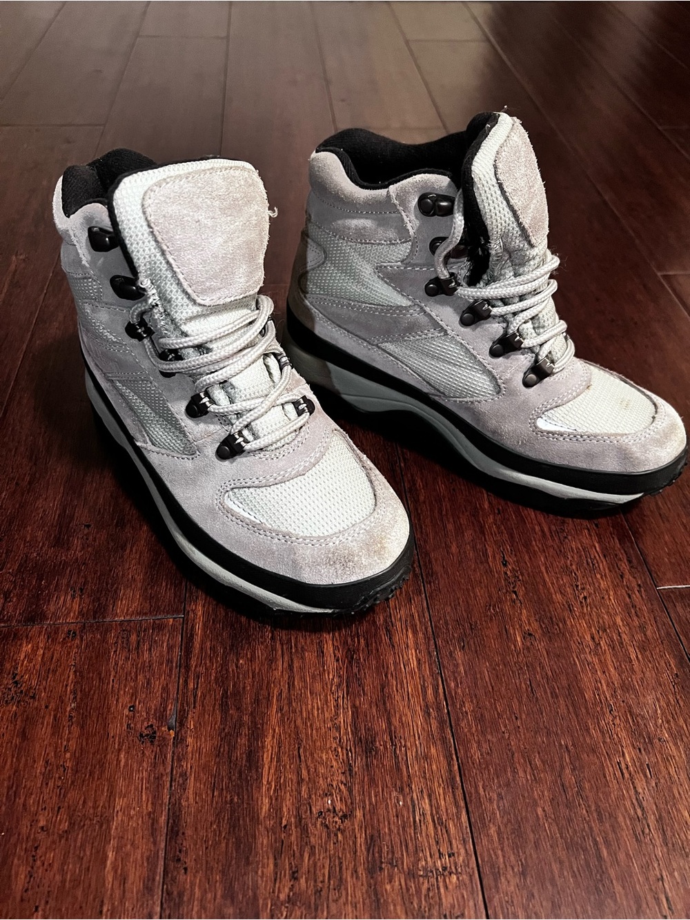 L.L. Bean Light Gray Lace-Up Hiking Boots